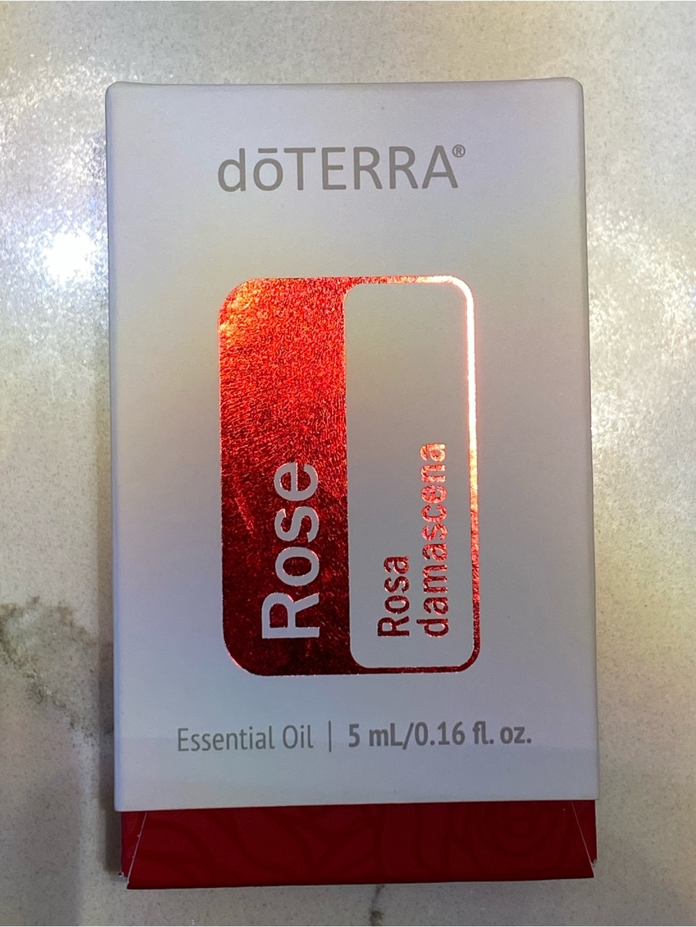 Doterra Rose Essential Oil - Red and White Packaging